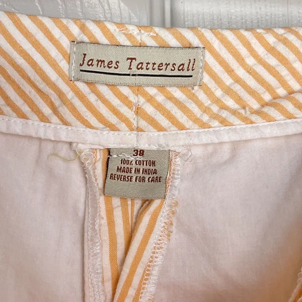 Men’s Shorts Size 38 Cotton Orange Pleated James Tattersall - Picture 5 of 16